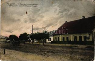 1939 Tornóc, Trnovec nad Váhom (Vágsellye, Sala); Hlavná ulica s notariátom / Fő utca részlet a jegyzőséggel. Fogyasztási szövetkezet kiadása / main street, notary's office (gyűrődések / creases)
