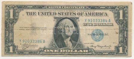 Német Harmadik Birodalom 1940 k. pénzkinézetű náci propaganda röplap, az amerikai 1935A 1$ reprodukciója, kihajtható, belül antiszemita propagandaszöveg francia nyelven T:VG German Third Reich cca. 1940 nazi propaganda leaflet in the form of money, reproduction of the USA 1935A 1 Dollar, fold-out, anti-Semitic propaganda text inside, in French C:VG