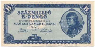 1946. 100.000.000BP T:F, elején kézírás Adamo P39