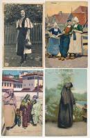 57 db RÉGI népviselet képeslap, közte fotók / 57 pre-1945 folklore postcards, with photos