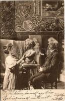1901 Theresa Feodorowna Ries szobárszművész Mark Twain szobrát készíti / Mark Twain' sculpture (EM)