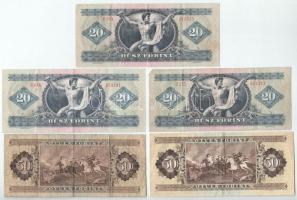 Vegyes, 9db-os magyar bankjegytétel T:F,VG