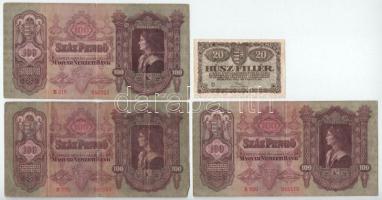 Vegyes, 9db-os magyar bankjegytétel T:F,VG