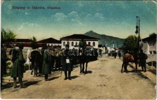 1918 Shkoder, Shkodra, Skadar, Skodra, Scutari, Skutari; Eingang in Shkodra / WWI K.u.K. military, soldiers (worn corners)