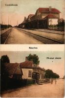 Bánréve, vasútállomás, Fő utca, Reich E. üzlete. Vasúti levelezőlapárusítás 2573.