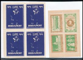 1914-1925 IPU 4-es tömb + Jókai kiállítás zöld/barna emlékív