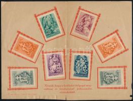 1942 Honvédkarácsony sor, 8 db klf segélybélyeg eredeti emléklapon