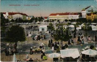 1920 Nagykanizsa, Erzsébet királyné tér, piac (kis szakadás / small tear)