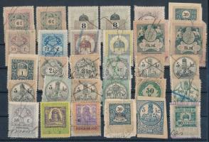 1908-1920 30 db klf illetékbélyeg és forgalmi adóbélyeg