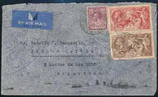 1937 Légi levél 3 klf V. György bélyeggel bérmentesítve, ezekkel a kiadásokkal ritka! "BRADFORD" - "BUENOS AIRES"