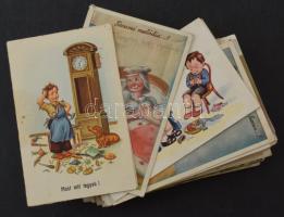 85 db RÉGI rajzos képeslap / 85 pre-1945 graphic postcards