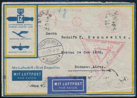 1933 Légi levél a Zeppelin Németország-Dél-Amerika útvonaláról, sorszámozott borítékon, "FRIEDRICHSHAFEN / (Bodensee)" - Buenos Aires