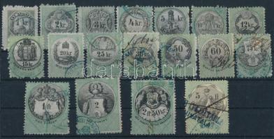 1870-es kiadásból 18 db klf okmánybélyeg