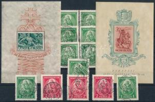 1932-1940 Bethlen vágott blokk és Árvíz blokk + Nagy Madonna 9 db 1P és 3 db 2P stecklapon