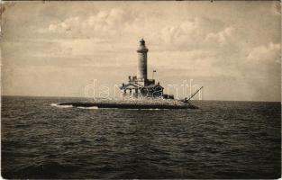 1908 Pola, Leuchtturm Scoglio Porer / Világítótorony / lighthouse. Phot. A. Beer, F.W. Schrinner 1908. (kis szakadás / small tear)