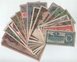 Vegyes, 17db-os magyar bankjegy tétel, benne: 1920. 1K-20K (5xklf) + 1936-1946. 10P-1.000.000.000P (10xklf) + 1946. 100.000MP + 500.000AP T:Pr-F