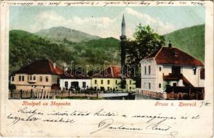 1902 Zvornik, street view with mosque (EK)