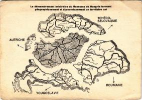 Francia nyelvű Trianon-propaganda. Magyar Nemzeti Szövetség kiadása, Hornyánszky V. R.T. Budapest / French-Hungarian irredenta propaganda art postcard (EB)