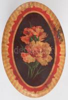 Szent István cikóriakávé díszes fém doboza, kopásnyomokkal, 9×14×7 cm