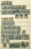 1867-1898 kb 600 db okmánybélyeg A4-es berakóban, sok variációval, kutatáshoz kiváló anyag