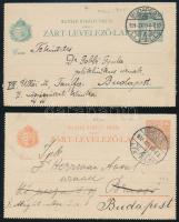 1901-1912 9 db díjjegyes zárt levelezőlap, mind futott