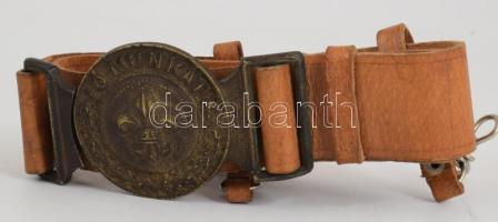 "Jó munkát!" cserkész övcsat, bőr szíjon, d: 5,5 cm