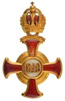 Osztrák-Magyar Monarchia 1869-1918. "Koronás Arany Érdemkereszt" zománcozott Au kitüntetés...