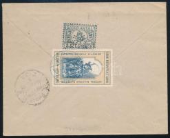 1895 5kr díjjegyes boríték, hátoldalon levélzáróval, kék "SEPSI-SZENT-GYÖRGY" - Berlin