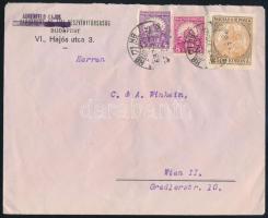 1926 Levél Budapestről Bécsbe 2.500K és 12f vegyes bérmentesítéssel