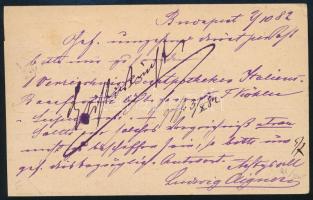 1882 2kr díjjegyes levelezőlap 2 x 2kr díjkiegészítéssel