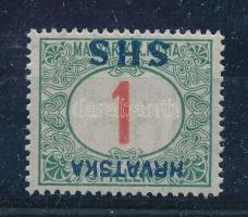 SHS 1919 Portó 1f fordított felülnyomattal, Bodor vizsgálójellel Certificate: Zrinjscak