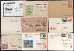 Kis küldemény tétel, benne díjjegyesek, kivágások, futott küldemények