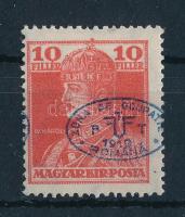 Debrecen II. 1919 Károly 10f elcsúszott felülnyomattal (** 17.000) Signed: Bodor