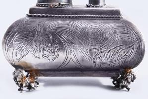 Foll és tintatartó, oroszlános díszítéssel. (Júda oroszlánja) Ezüst (Ag) antik, orosz, jelzett, 1867...