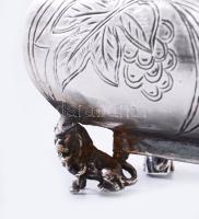Foll és tintatartó, oroszlános díszítéssel. (Júda oroszlánja) Ezüst (Ag) antik, orosz, jelzett, 1867...