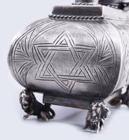 Foll és tintatartó, oroszlános díszítéssel. (Júda oroszlánja) Ezüst (Ag) antik, orosz, jelzett, 1867...