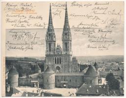 1902 Zagreb, Zágráb; Prvostolna crkva. Jul. Hühn / katedrális. 2-részes kihajtható panorámalap / cat...
