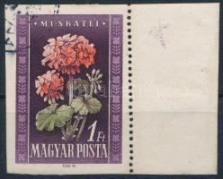 1950 Virág 1Ft ívszéli bélyeg, 3 oldalon vágott