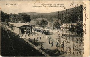 1905 Budapest II. Hűvösvölgy, villamos vasút végállomása. Schwarz J. kiadása (fa)