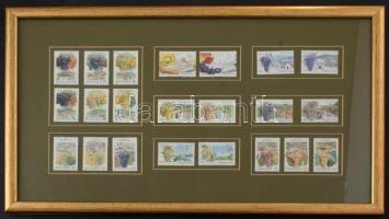 Magyar borvidékek I-VIII. teljes sorozat, szép üvegezett képkeretben