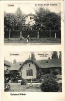 Balatonföldvár, Nótás villa (Dr. Fittler Dezső nyaralója), Csintalan villa (Kvassay Jenő nyaralója). Ifjabb Báró Barkóczy Sándornak (1896-1925) címezve. Gerendai Gyula kiadása 193.