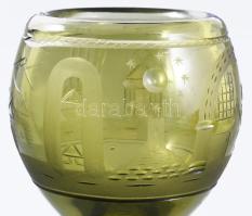 Szabadkőműves kehely. Formába öntött, csiszolt, szabadkőműves szimbólumokkal díszített. Kristály. XI...