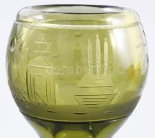 Szabadkőműves kehely. Formába öntött, csiszolt, szabadkőműves szimbólumokkal díszített. Kristály. XI...