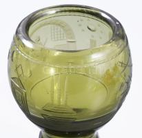 Szabadkőműves kehely. Formába öntött, csiszolt, szabadkőműves szimbólumokkal díszített. Kristály. XI...