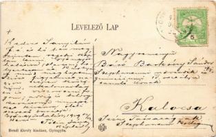 Gyöngyös, Fő tér, templom, piac. Ifjabb Báró Barkóczy Sándornak (1896-1925) címezve. Bendl Károly ki...