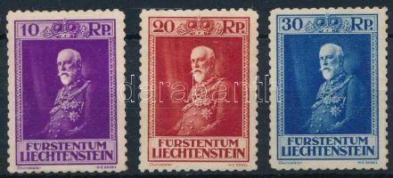 Liechtenstein 1933 Mi 122-124 (Mi EUR 240,-) (betapadásnyomok / gum disturbances)