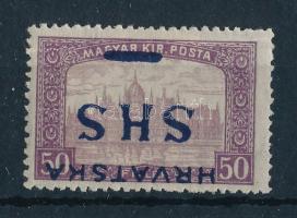 SHS 1919 Parlament 50f fordított felülnyomattal, Bodor vizsgálójellel