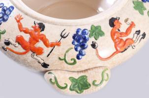 Villeroy &amp; Boch bólés készlet plasztikus ördög-figurás díszítéssel. Art deco, ca 1920.. Kíná...