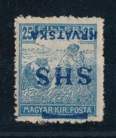 SHS 1919 Arató 25f fordított felülnyomattal, Bodor vizsgálójellel