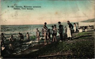 1912 Batumi, Batum, Batoum; Men's bathing area, naked boys on the beach (EB)